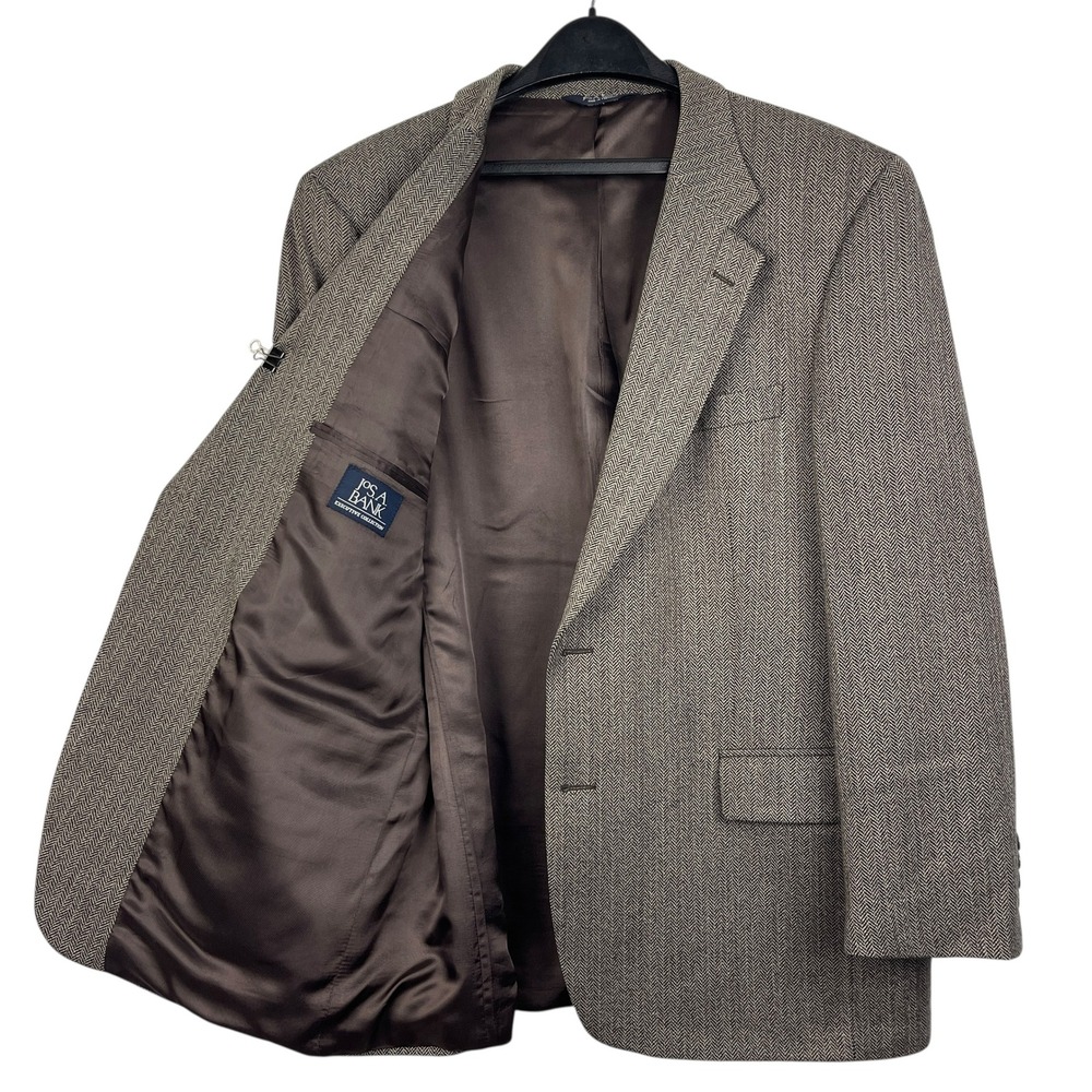 Jos. A. Bank Herringbone Tweed Wool Blazer Sport Coat Blazer Suit Jacket 44R